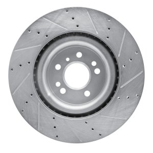 Mercedes-Benz GL350 Brake Rotor (1) - Front Left - R1 Concepts - Drilled & Slotted - Silver - `13-`19
